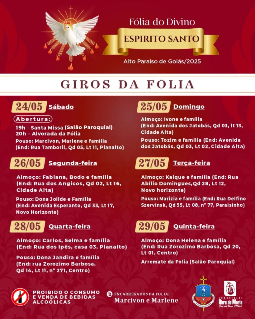 Programação do giro da Folia